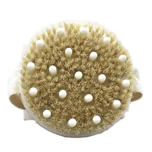 Natural Bristle Exfoliating Body Brush - Personal Care Tool for Bathing & Skin Care with Stiff Bristles, Comfortable Grip & Massage Beads