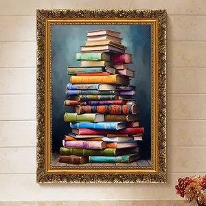A Pile Of Books 5D Diamond Painting Art Kits for Beginner DIY Full Drill Diamond Dots Crystal Craft Kits for Home Wall Decor Gifts