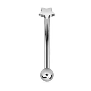 Internal thread flat head star shaped eyebrow curved barbell