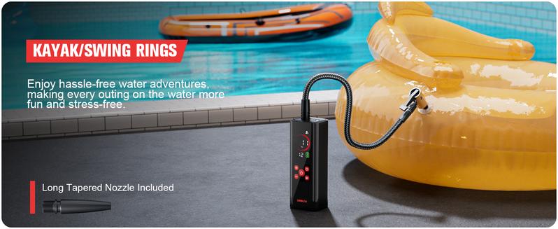 GOOLOO AP150 PRO Portable air compressor-150PSI High-Pressure with Colar Led Screen, Car accessories for Vehicle,Motorcycles,Bicycles,Balls,Cordless Tire Inflator, Springtok