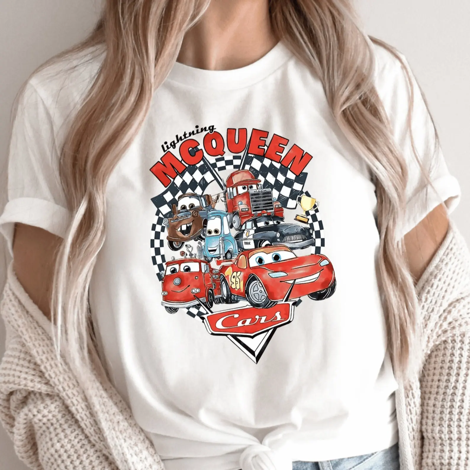 Retro Lightning Mcqueen Shirt Cars Movie Hoodie sweatshirt