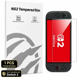 1/2pcs Tempered Glass Screen Protector for Switch 2, 9H HD Clear Anti-Scratch Screen Protective Film, Touch Sensitive Anti-Fingerprint Glass Cover for Switch 2 Console Screen, Easy Installation Gaming Accessories