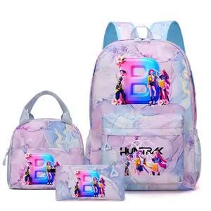 3-piece Set  Backpack Lunch Set School Pencil Case Girl Back-to-School Casual Backpack Teen Travel Bag