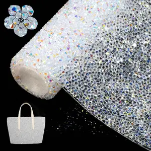 Bling  Rhinestone Sticker DIY  Decoration Stickers Self-Adhesive Hotfix Glitter   Sheet Stickers for  & Crafts Decoration(Transparent AB,9.4"x15.8")