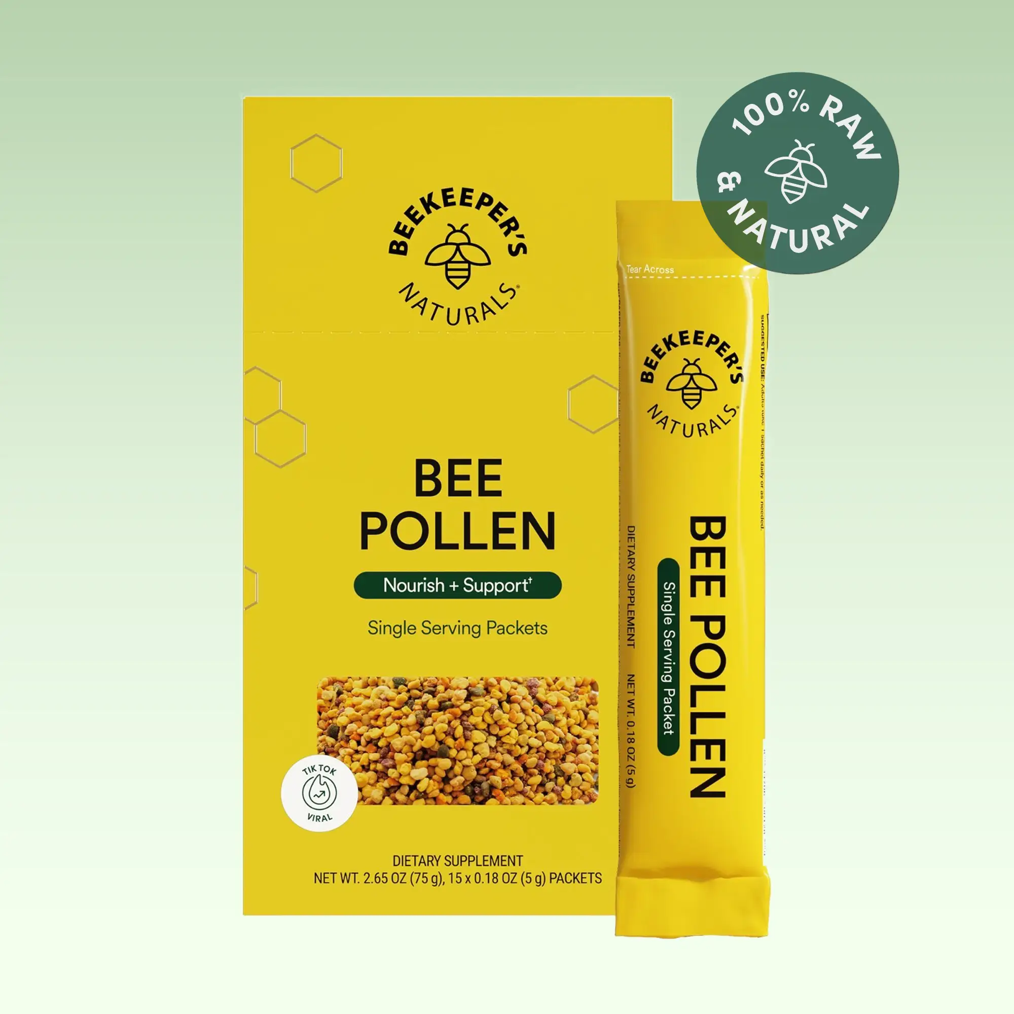Bee Pollen Packets - 100% Raw Granules for Energy, Immunity & Whole Body Wellness - Superfood Packed with Vitamin B, Minerals & Protein