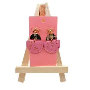 Devine Clay Eclectic Heat baby pink dangle earrings