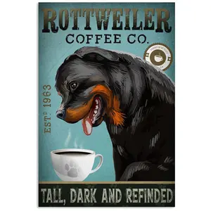 Rottweiler Coffee Vertical Poster Wall Art Print Home Decor Colorful Gifts Room Decoration Ornaments Artistic Photo
