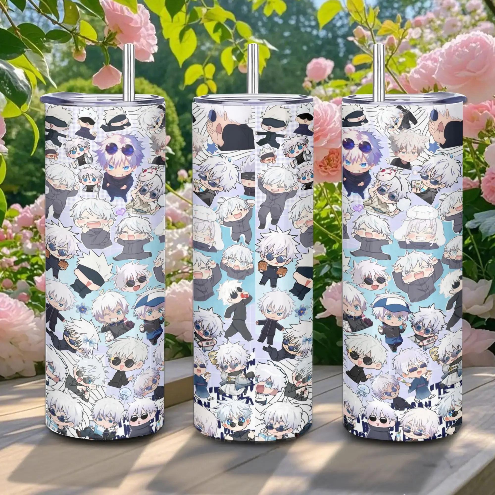 20oz Stainless Steel Tumbler, 1 Count Gojo Satoru Pattern Insulated Water Bottle, Stainless Steel Thermos, Stainless Steel Flask, Drinking Cup for Home Office School, Boyfriend Gift, Drinkware, Summer Cool Bottle