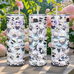 20oz Stainless Steel Tumbler, 1 Count Gojo Satoru Pattern Insulated Water Bottle, Stainless Steel Thermos, Stainless Steel Flask, Drinking Cup for Home Office School, Boyfriend Gift, Drinkware, Summer Cool Bottle