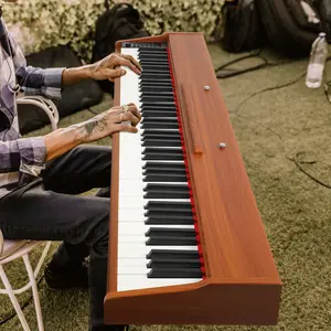 GPP-107 88 Key Full Size Semi-Weighted Standard Keyboards Wooden Digital Piano with Stand,MIDI Bluetooth,Triple Pedals,Headphone and other accessories, Walnut color
