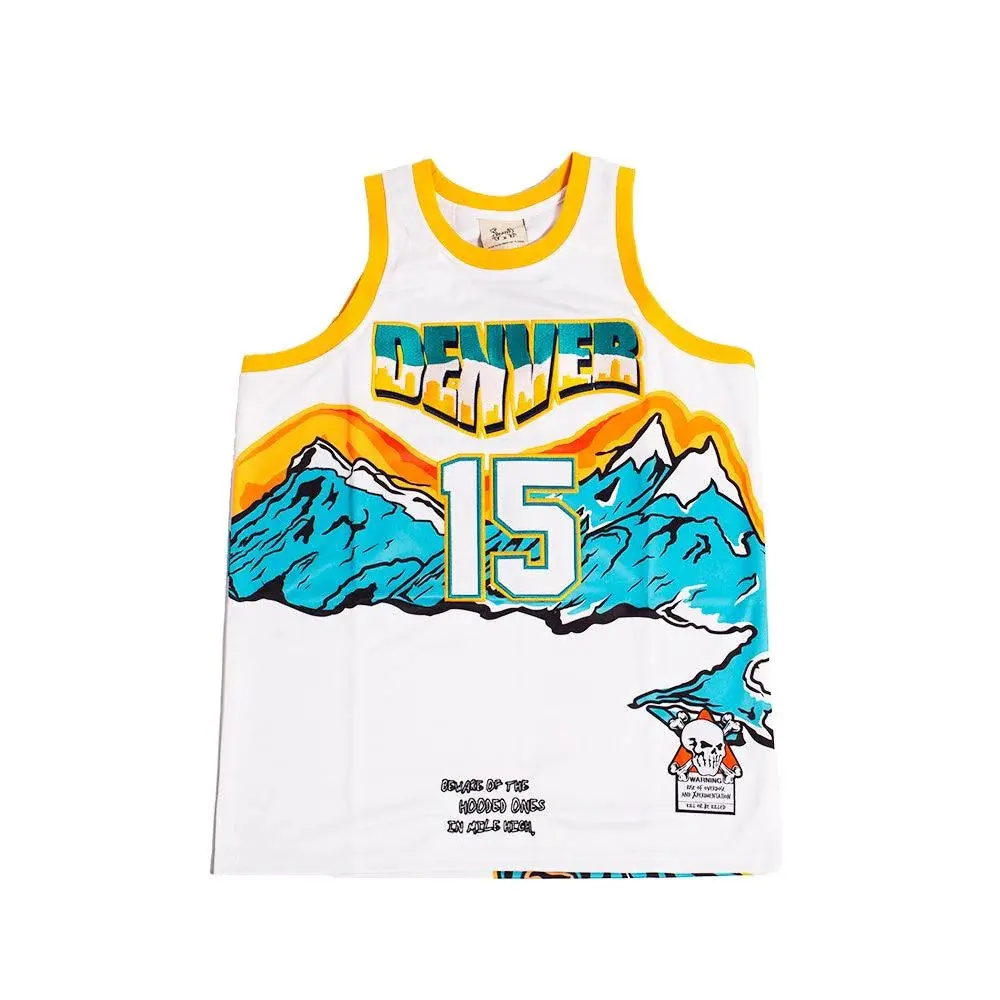 HOODED ONES IN MILE HIGH BASKETBALL JERSEY (WHITE) Men's summer clothes, Gift for her, Gif for him