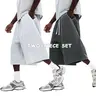 Men's 2-Piece Comfy Menswear Set - Plain, Loose-Fit, Mid-Length Straight-Leg Elastic Drawstring Lightweight Casual Shorts for Commuting, Outdoor Activities