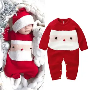 Ma&Baby Infant Baby Boy Girl Overall Santa Long Sleeve Sweater Coat Knitted Romper Bodysuit Christmas Outfits