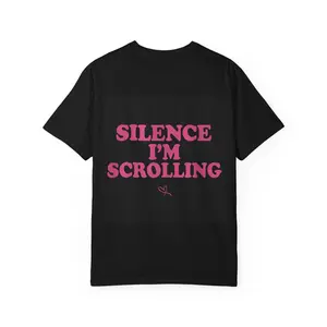 Funny Silence I’m Scrolling Retro Letter Print Shirt, T-Shirt For Unisex Graphic Tees Womenswear Casual Streetwear Gifts Shirts