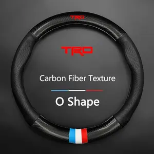 Toyota Trd Rav4 Ch-R 4runner Tundra Tacoma Steering Wheel Cover, Carbon Brazed PU Leather, Convenient Car Accessories