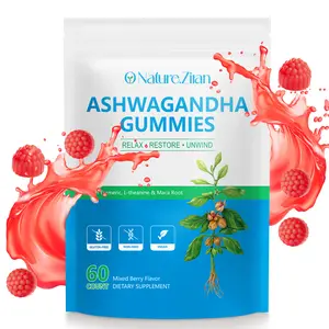 O NATURE . ZIRAN Ashwagandha Gummies for Stress Relief KSM-66 Vegan Gummies for Relaxation Calm 60 Count Perfect Christmas Gift for Men Women Mixed Berry Flavor Male Support Supplement