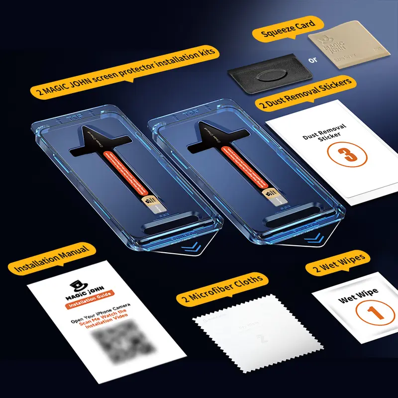 MAGIC JOHN 2-Pack Screen Protector for iPhone, Samsung, and Google–Crystal Clear, Scratch-Resistant, Ultra-Smooth Touch, Privacy Protection, Circular Polarized Eye Protection, Easy Installation 6