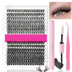 280PCS Lash Clusters Set 10-16mm, Comfortable Extension Kit with Glue & Tweezers, DIY at Home
