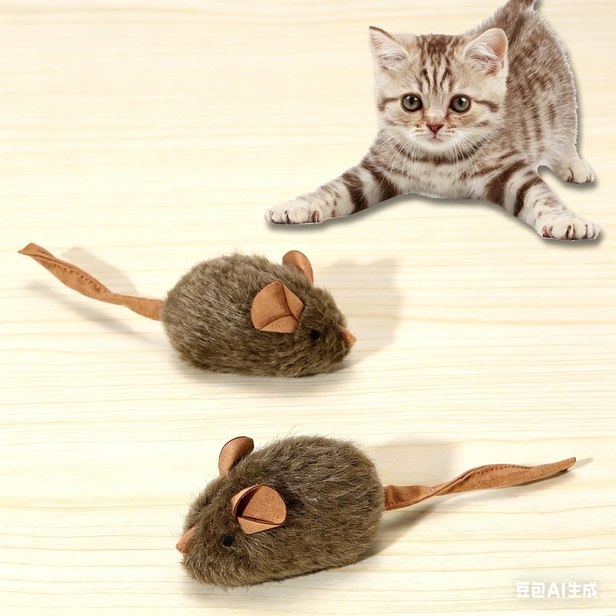 2 PCS Cat Simulator - Intelligent Mouse Sound-Activated Talking Fur Toy Mouse for Self-Entertainment and Relaxation - Cross-border Pet Toy