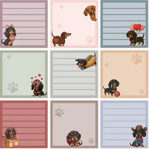 9-Pack Edge Dog Sticky Notes, Cute 3x3 Inch Notebooks, Perfect for Office and School, Ideal Gift for Women, Cartoon Vienna Dog Design
