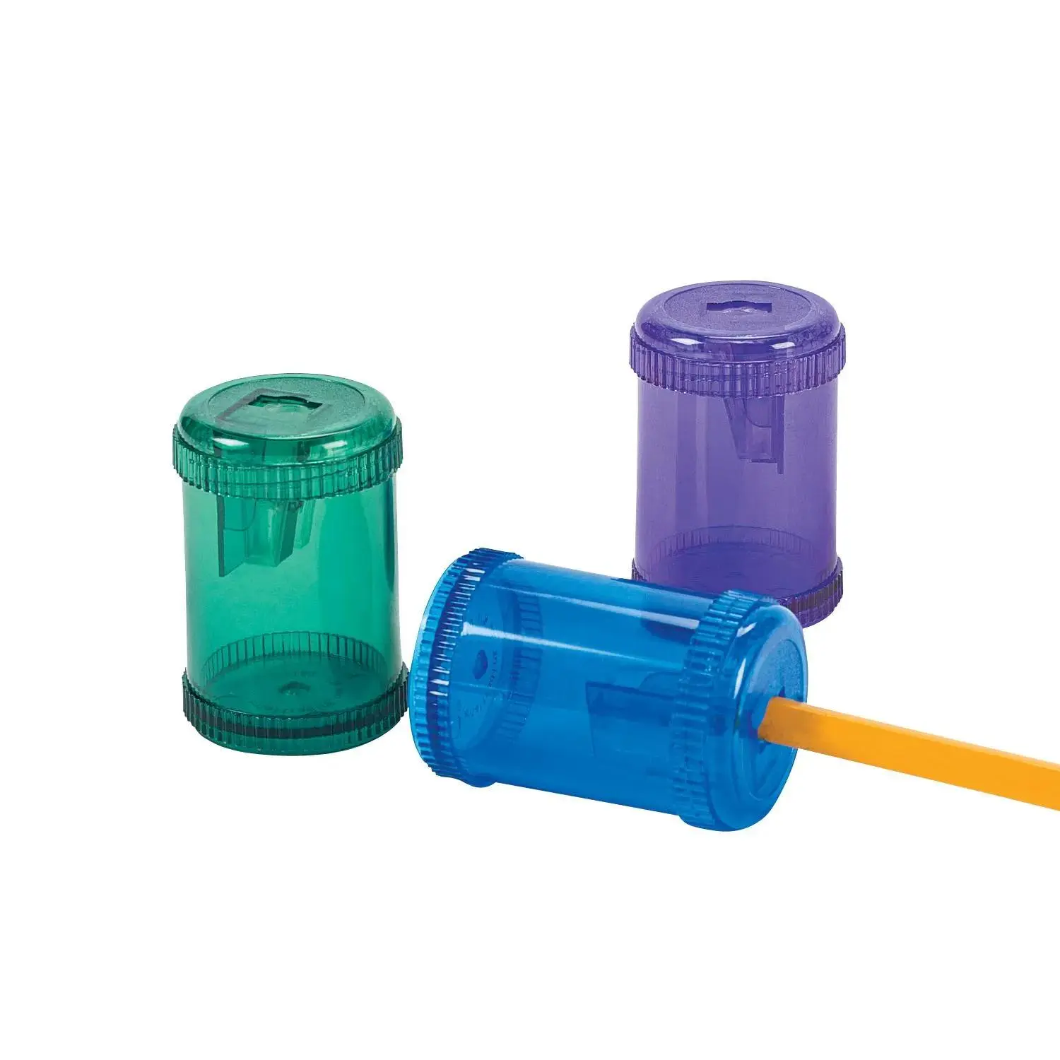 2" x 1 1/2" Barrel-Shaped Plastic Pencil Sharpeners - 12 Pc.