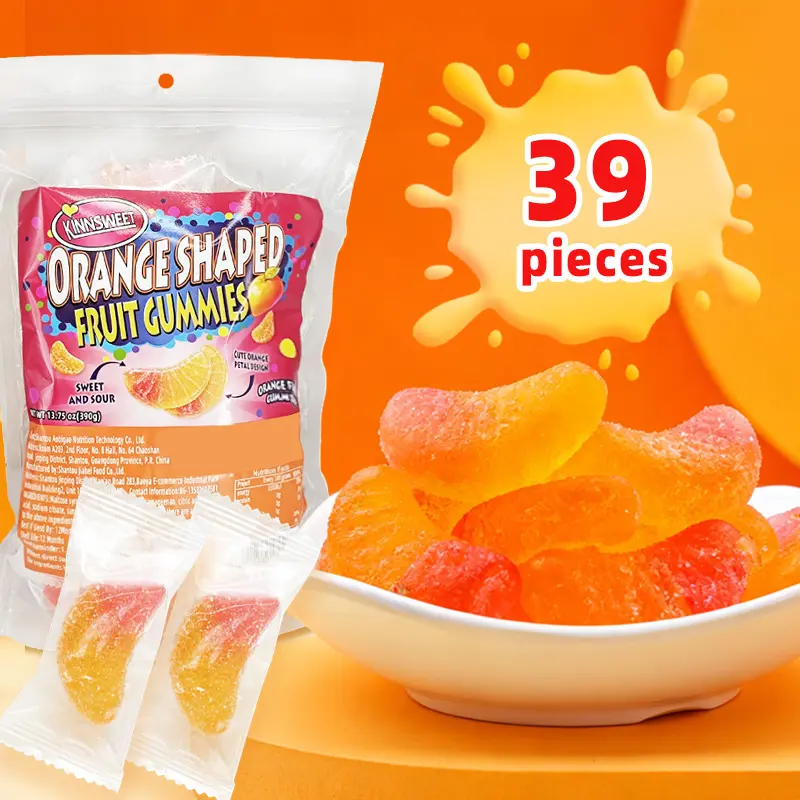 Orange Shaped Fruit Gummies Candy, Sweet & Sour Chewy Gummy Candy, Individually Wrapped Orange Gummies, 39 PCS, Perfect for Parties, Snacks, Candy Buffet & Gifts