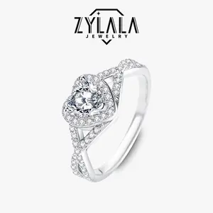 Angel’s Heart [181] 1 ct synthetic moissanite ring, heart cut, three-prong design, 925 sterling silver; engagement/promise/wedding jewelry for brides; a noble gift