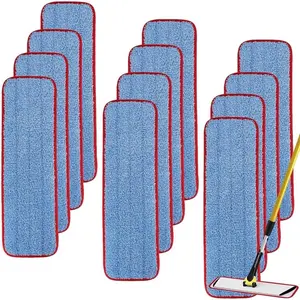 Replacement Mop Pads for  Commercial 18.5 Inch Mop  - 12 Pack  Wet & Dry Cleaning Mop  Replacement Refills Fit for Any Microfiber Flat Mop System 18" and 17"