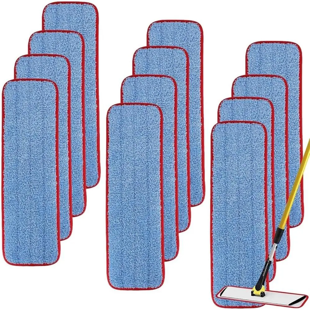 Replacement Mop Pads for  Commercial 18.5 Inch Mop  - 12 Pack  Wet & Dry Cleaning Mop  Replacement Refills Fit for Any Microfiber Flat Mop System 18" and 17"