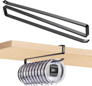 Tumbler Lid Organizer for Corner Cabinets, Space-Saving Cup Holder, Water Bottle Accessories Storage, Kitchen Storages Organization Solution, Easy Install Up to 12 Lids (Black) Brand: Silcpall