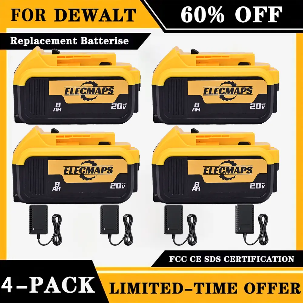 Replacement for Dewalt 20V Max Battery: 8.0Ah Lithium Batteries Compatible with Dewalt Battery DCB208 DCB200 DCB206 DCB205 DCB204 Cordless Power