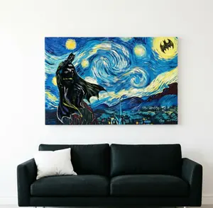 Van Gogh Starry Sky Framed Canvas Painting, Artistic Framed Wall Arts, Sky-Toned Wall Arts, Modern Abstract Poster, Aesthetic Character Print Decoration for Living Room, Bedroom