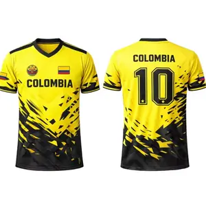 Colombia Soccer Jersey, Yellow Black Colombian Pride Sports Shirt,Number Football Style Jersey, Colombia Fan Apparel, Gift for Men Women