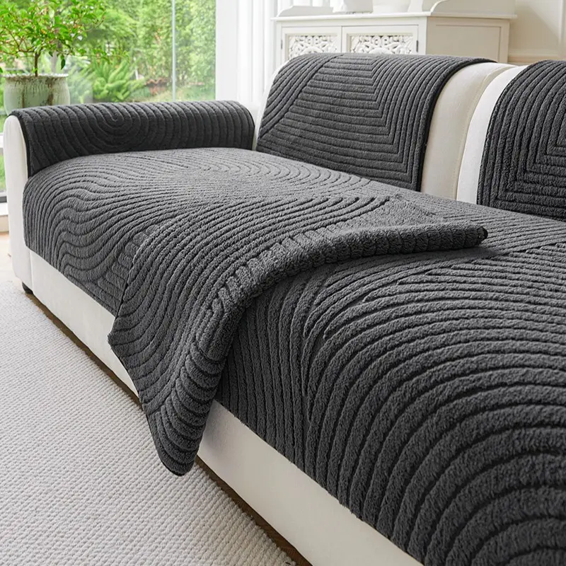 1pc anti slip washable plush sofa cover, modern minimalist style, pet friendly machine washable dustproof Couch Covers protector protective cover, suitable for home decoration such as living room, bedroom, office, etc, Sofa Slipcover