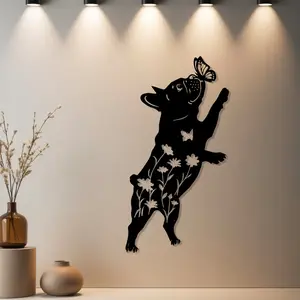 Housewarming Gift, Modern Home Decoration, Art Wall Decoration, 1pc Adorable French Bulldog Metal Wall Decor & Statue Mural with Premium Finish - Ideal Gift for Birthday, Christmas & Holiday Season - Metal Wall Sculptures