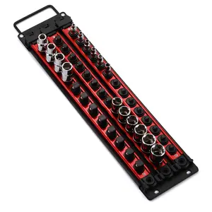 Mayouko Premium Socket Organizer Tray 40 PCS ABS Steel Tool Holder for 1/4 3/8 1/2-Inch Sockets with Spring Loaded Clips