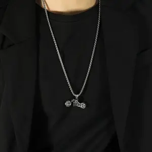 Trendy and Cool Punk Style Motorcycle Necklace, Retro Long Neck Necklace, Trendy and Personalized Harley Motorcycle Pendant, Sweater Chain