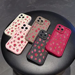 Pink Strawberry Pattern Apple Phone Case Protective Cover Protection Accessories Suitable for iPhone11/11Pro/12/13Pro Max/14/15/16/16pro/16Plus/16promax/17/17pro/17Air17promax