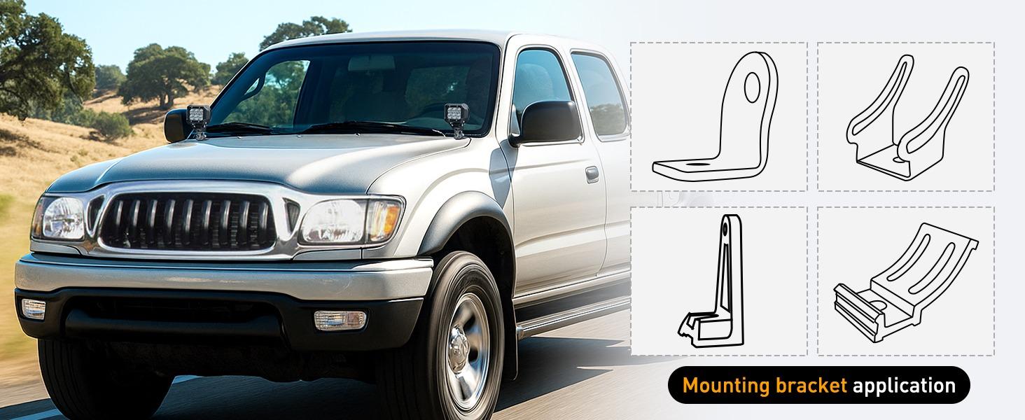 Nilight LED Light Bar Mounting Bracket 2PCS Universal Adjustable Pillar Hood Work Lamp Mount Clamp Holder for Off-Road Truck SUV, Silver-2