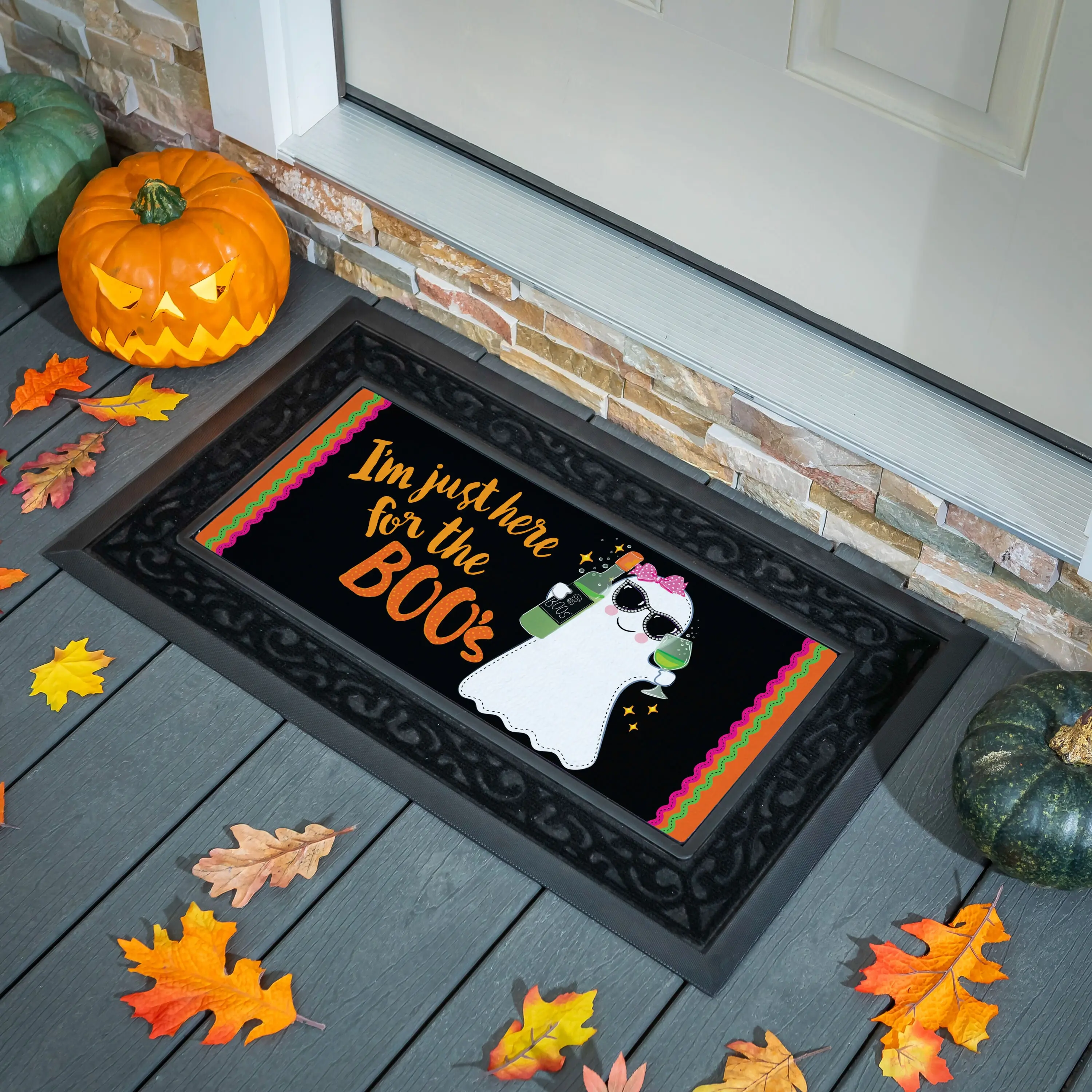 Sassafras Switch Mat, "Here For The Boos" Themed Decorative Household Textile Mat
