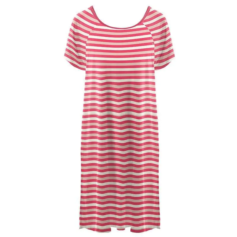 Women's Print Bamboo Labor and Delivery Hospital Gown - Hopscotch Stripe