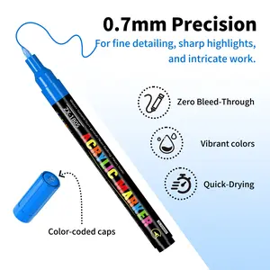 188 Color Acrylic Markers Set, Ultra-Fine Tip 0.7mm, Ideal for Stone Wood Metal Glass Canvas Fine Art, Fast Drying School Supplies