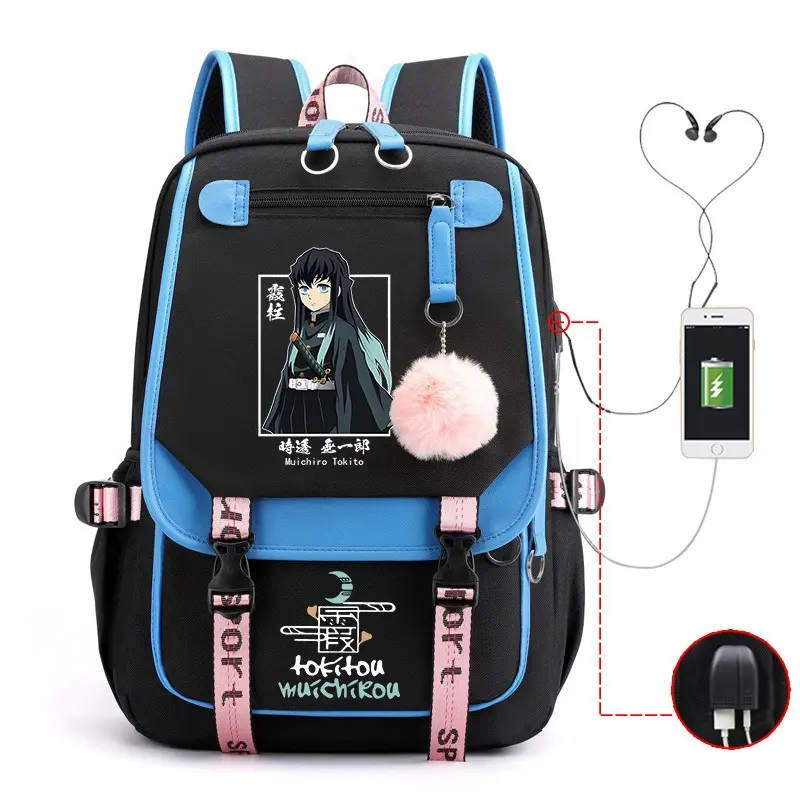 "Demon Slayer" Anime-Themed High-Capacity Ergonomic Student Backpack – Trendy Cross-Border Style