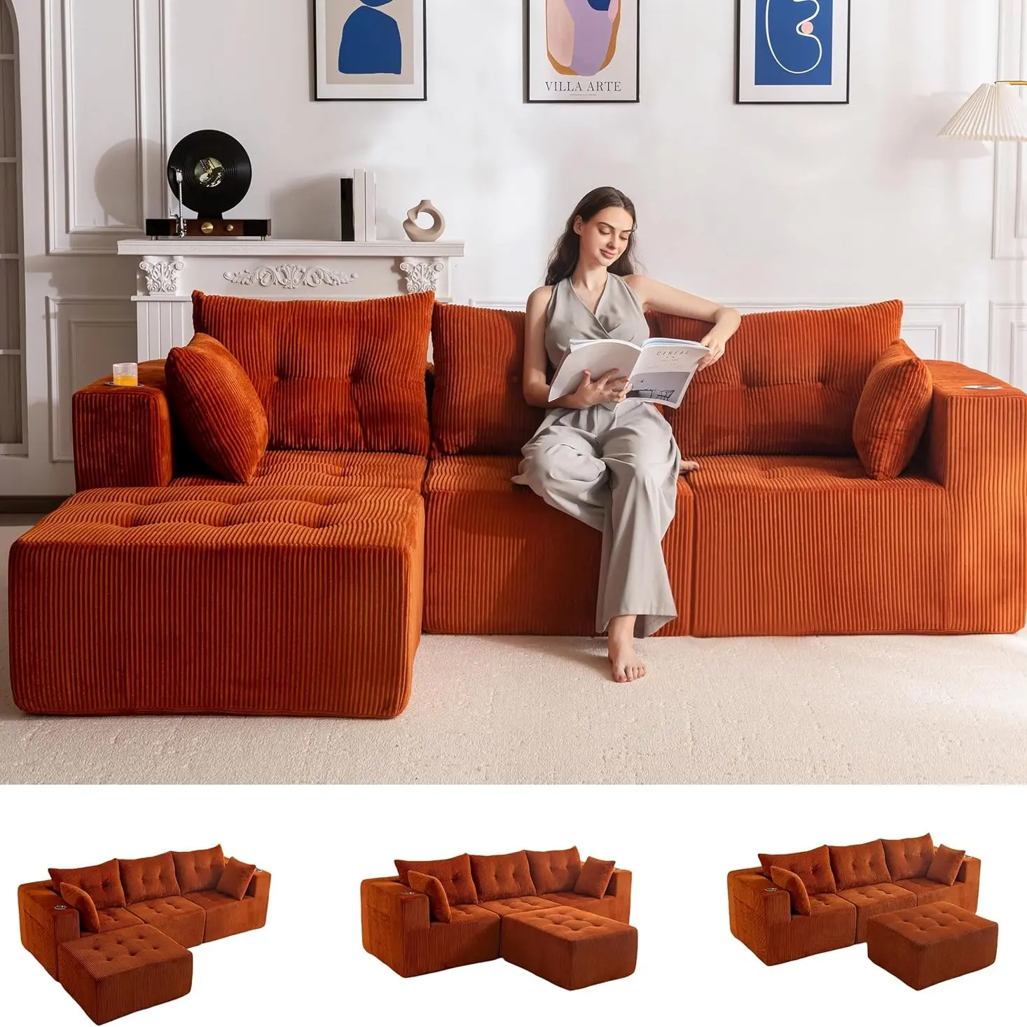 Modular Sectional-Orange