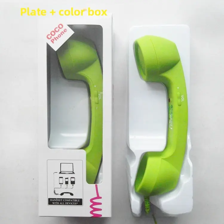 Retro Phone Style Handset Earphone Universal for Mobile Electronic Rubber Cable Audio Headset Adjustable