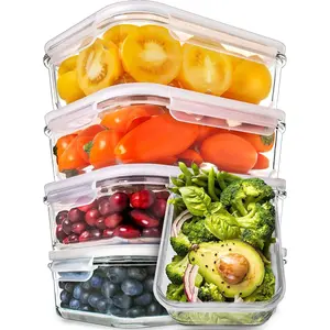 5 Pack 30 Oz Glass Meal  Containers - Dishwasher Microwave Freezer Oven Safe - Glass Storage Containers with  (Multi-Compartment)