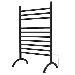 212 MAIN Templeton Freestanding Bathroom Towel Warmer, Modern Matte Black Plug-In Unit, Quick Heat for Warm Towels