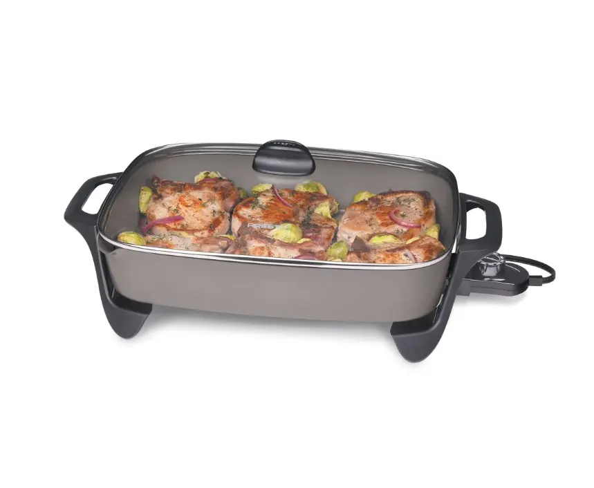 Presto 16" Ceramic Electric Skillet with Glass Cover, Silver 06860