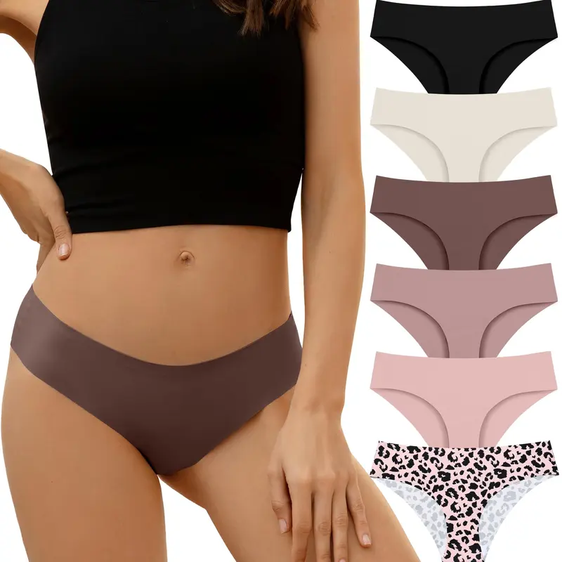 Deangelmon Women's High-Waist Seamless Lingerie - Silky Soft Comfy Panties, Minimalist Breathable Stretchy No-Show Briefs for Everyday Wear