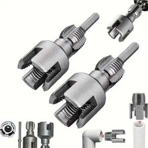 2pcs 1/2 inch 3/4 inch PVC Thread Cutting Tool Inner & Outer Pipe Threading Tools Dual Function Electric Drill Compatible PVC Plastic Pipe Threading Machine Kit for Home Repair Precision Carbon Steel NPT Pipe Tap Set external pipe